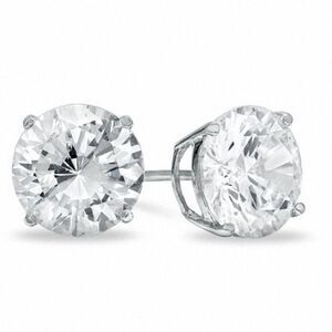 Renaissance Collection 14k White Gold CZ Studs 925 Sterling Silver